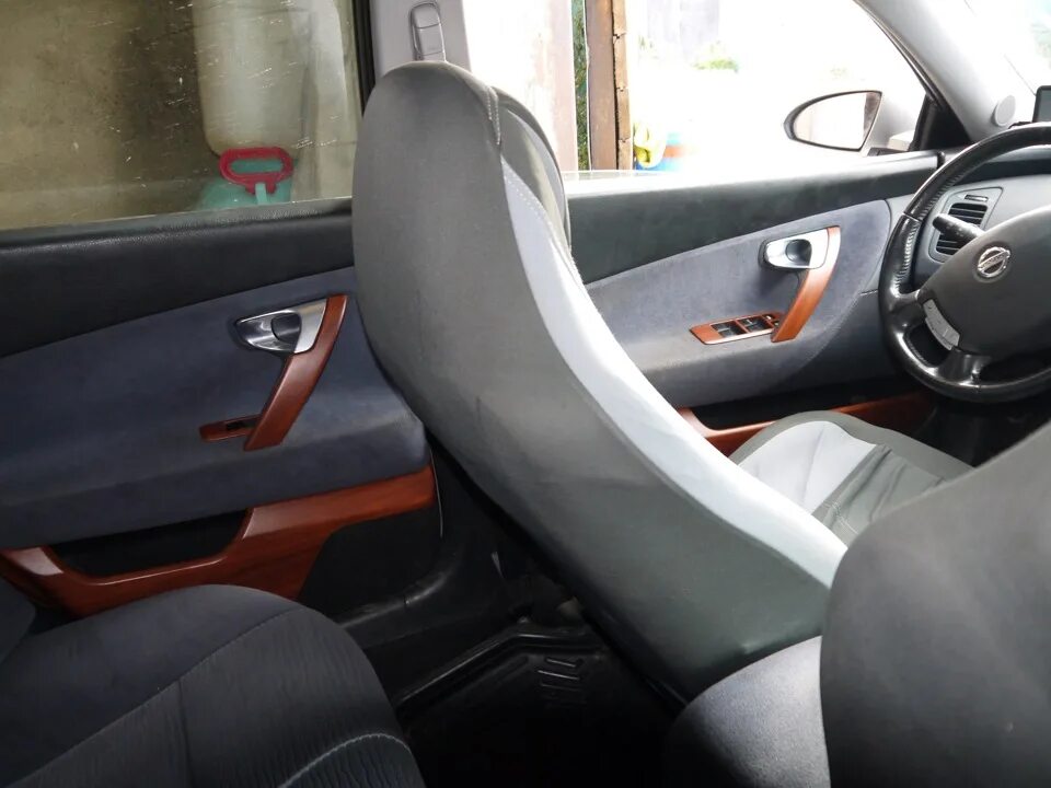 Ниссан примера тюнинг салона оклейка салона пленкой под дерево (двери) - Nissan Primera (P12), 1,6 л, 2005 го