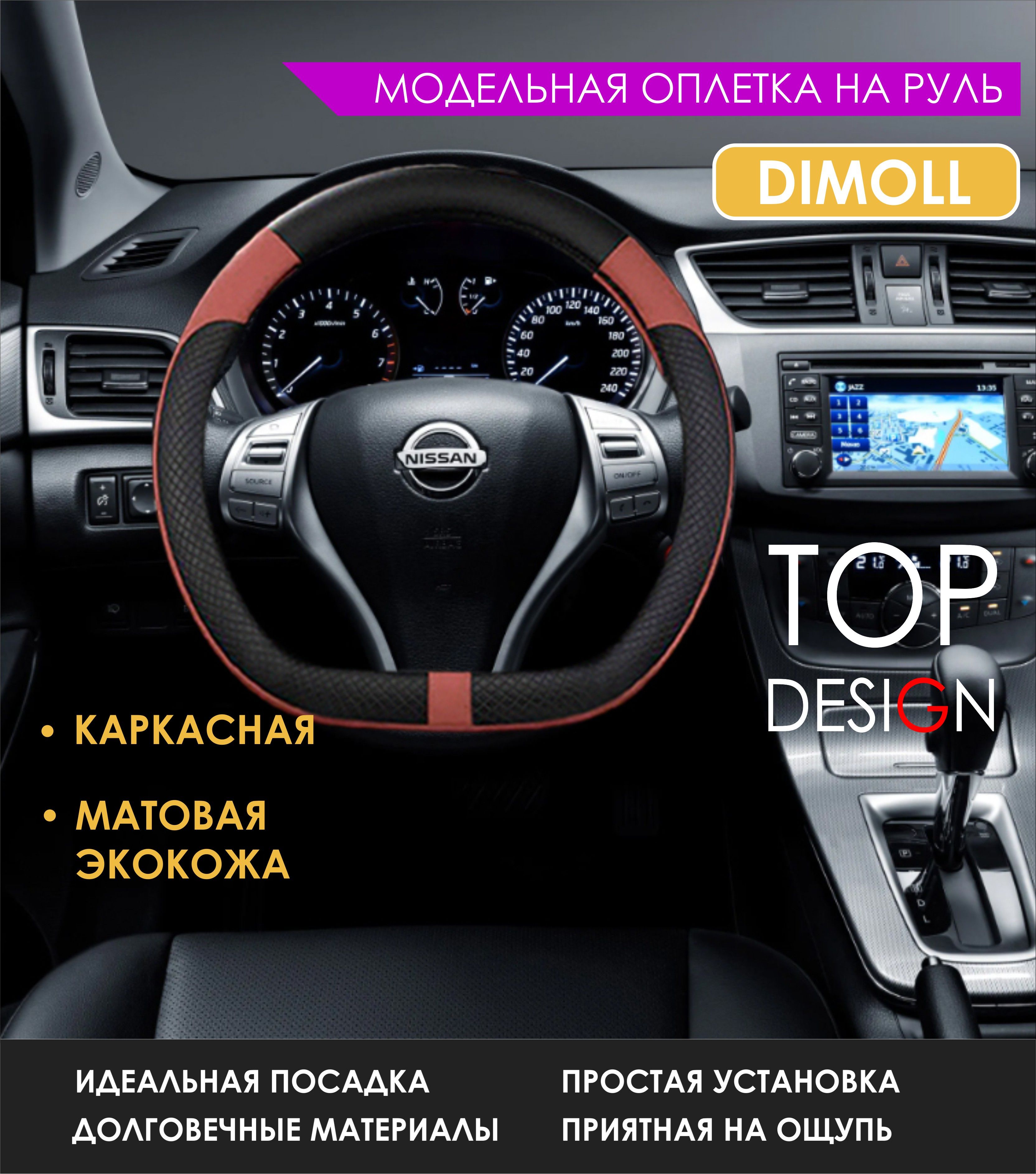 Ниссан сентра 2015 фото Оплетка (чехол) на D-руль каркасная Nissan Juke II 2019 -н.в. экокожа, черная с 