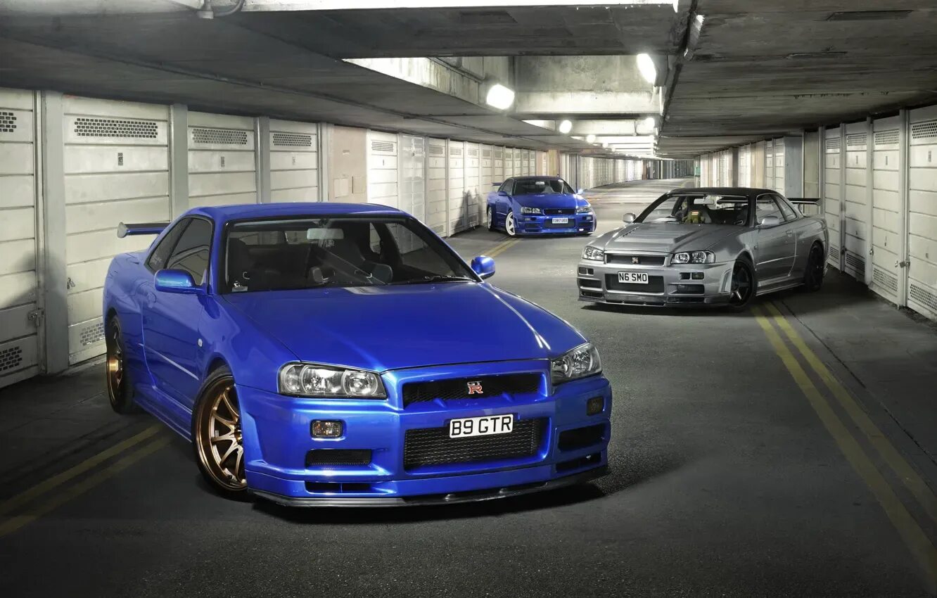 Ниссан скайлайн гтр фото Обои r34, gtr, 3 blue silver blue, skyline, nissan на телефон и рабочий стол, ра