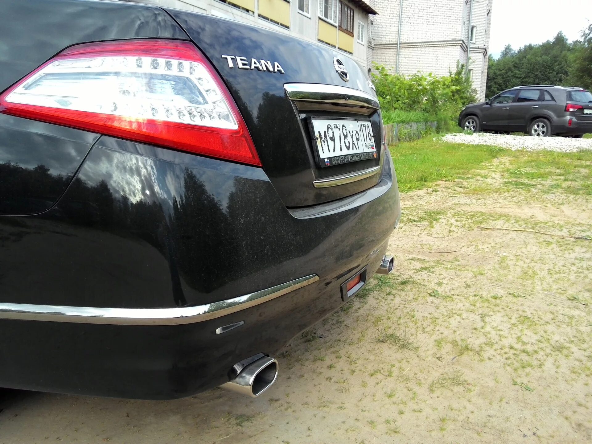 Ниссан теана тюнинг выхлопа Установка насадок глушителя "Mega race". - Nissan Teana (J32), 2,5 л, 2012 года 