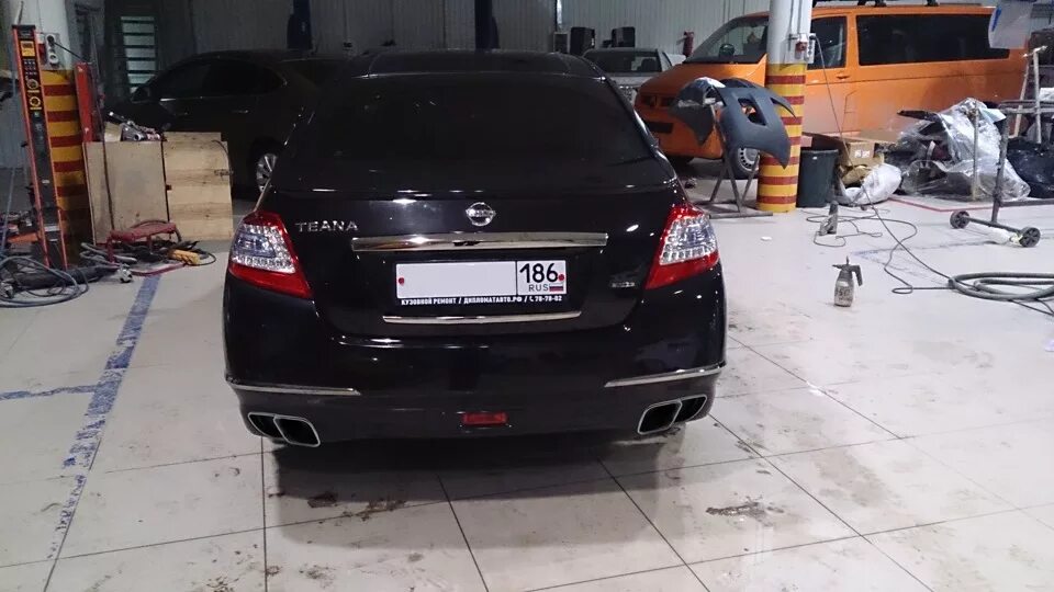 Ниссан теана тюнинг выхлопа Примерка насадок Sterlin-F1 на выхлоп в Photoshop. - Nissan Teana (J32), 2,5 л, 