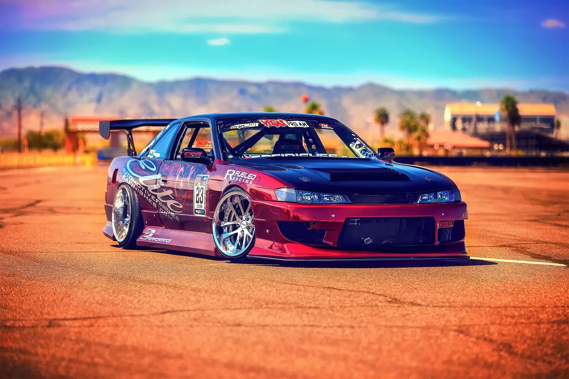 Ниссан тюнинг дрифт Скачать обои Silvia, Nissan, sun, S14, race car, раздел nissan в разрешении 1920