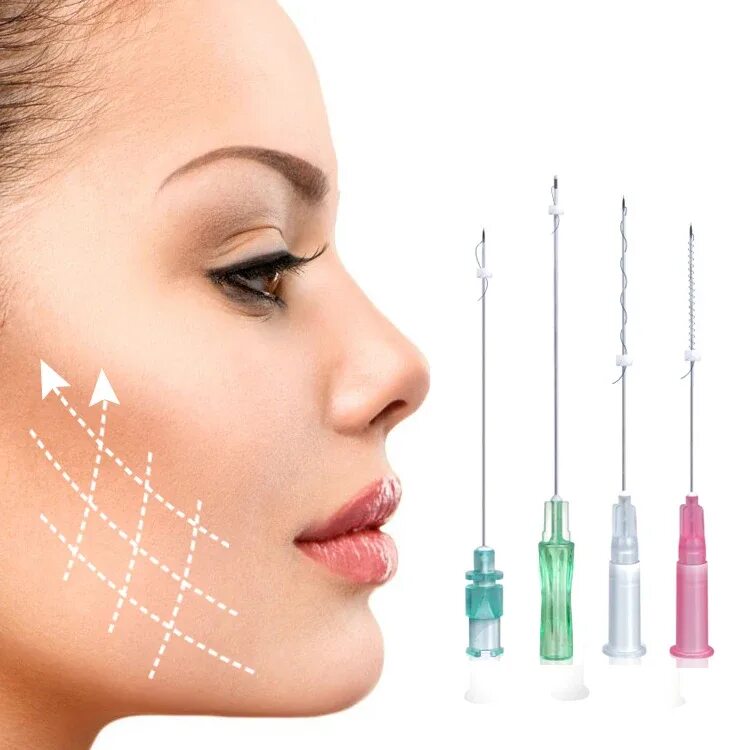 Нити для подтяжки лица отзывы фото Non surgical face lifting pdo cog threads with blunt needle cannula PDO thread K