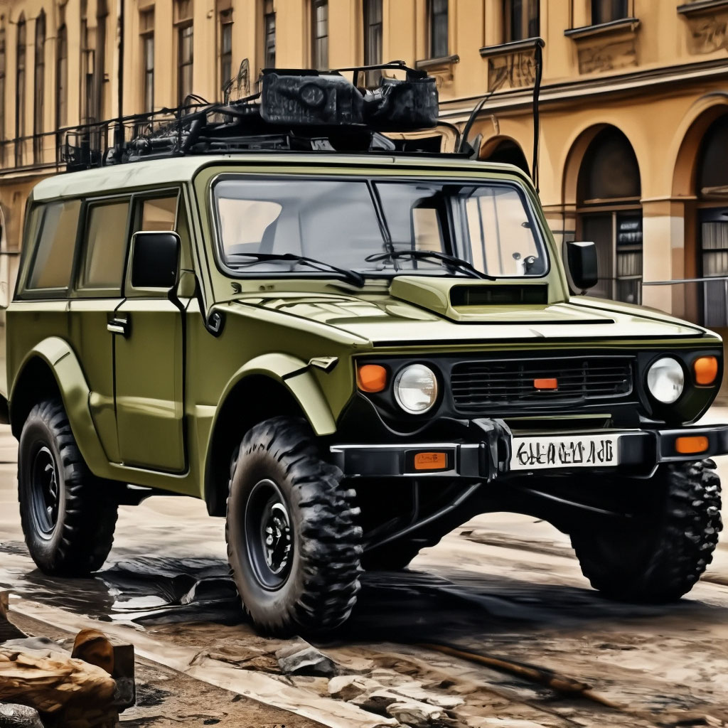 Нива 2122 фото Машина ВАЗ-2122 + HMMWW" - картинка создана в Шедевруме