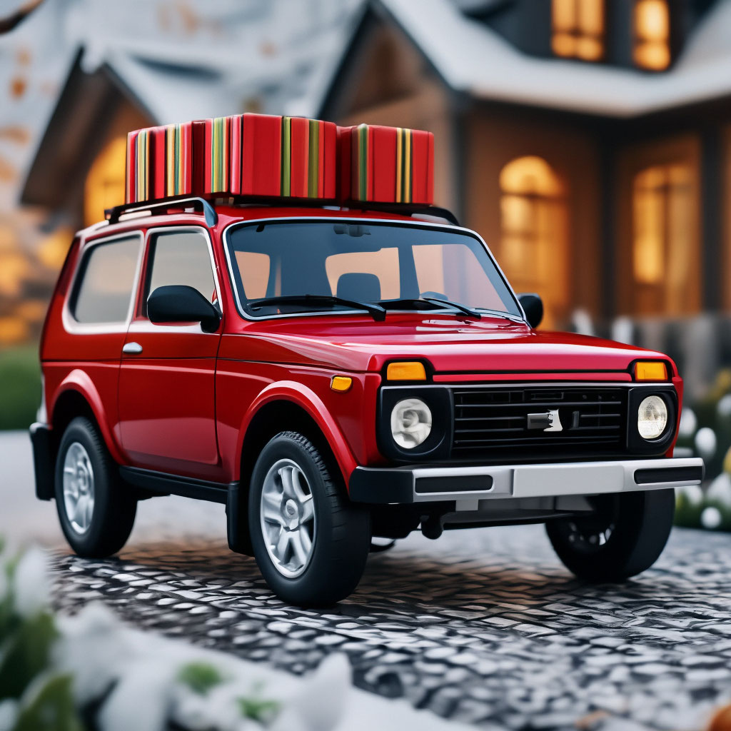 Нива джип фото "Lada niva , VAZ 2121 SUV , red SUV, ." - image created in Shedevrum