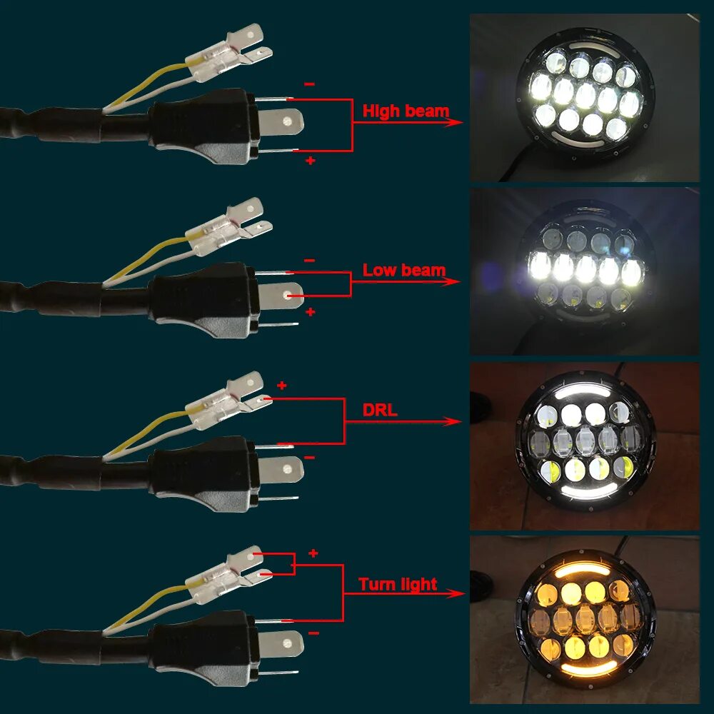 Нива подключение led фары Co Light 105w Round 7 Inch Led Headlight H4 H13 Angel Eye Hi-lo Drl 12v 24v For 