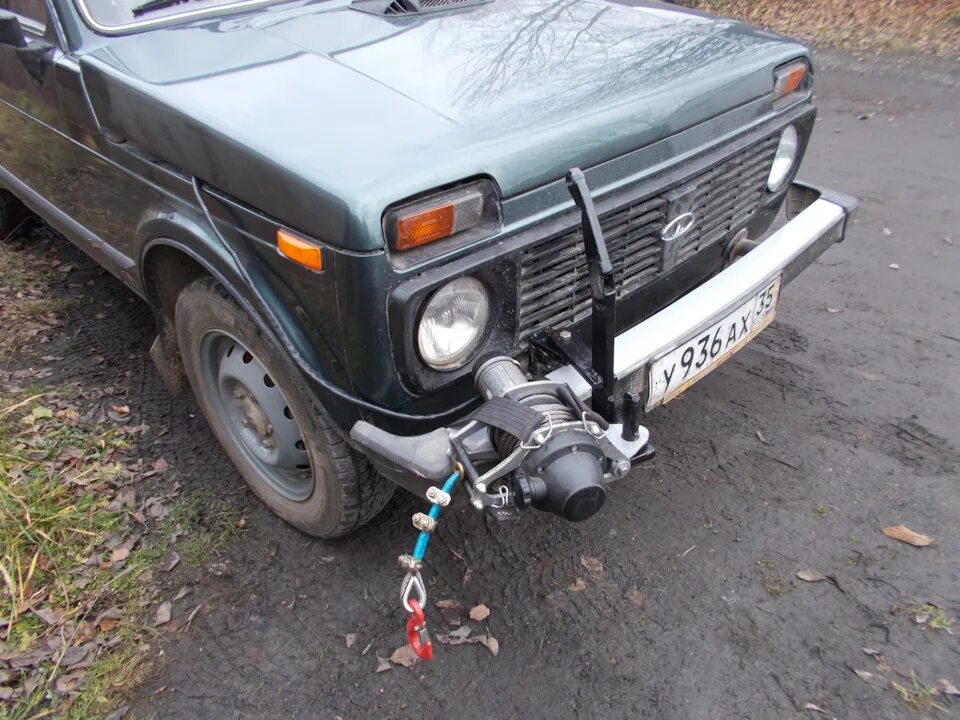 Нива с лебедкой фото Съемная лебедка "Добрыня" 2500 на Ниву - Lada 4x4 5D, 1,7 л, 2008 года своими ру