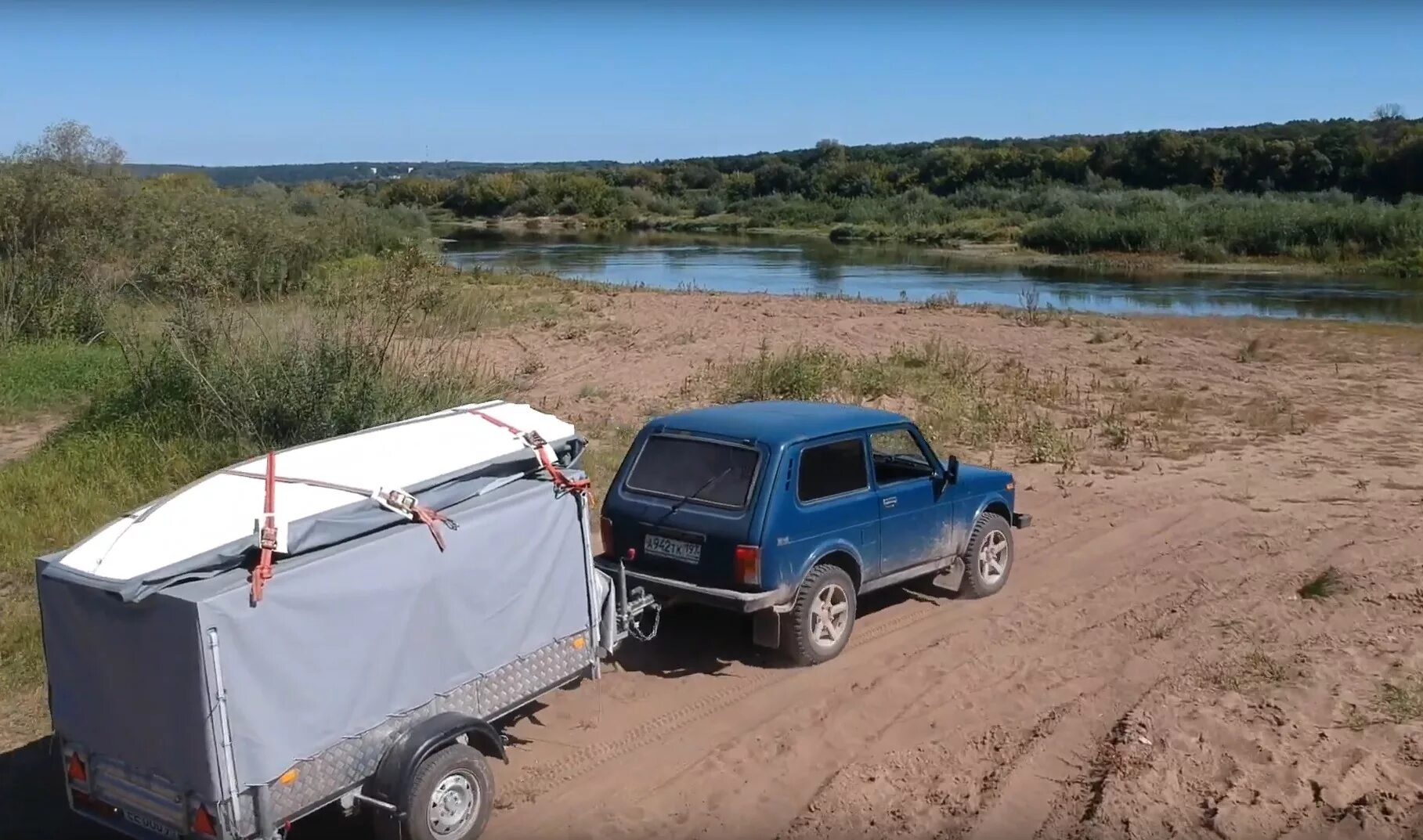 Нива с прицепом фото Нива с туристическим прицепом. Субботний выезд на реку. - Lada 4x4 3D, 1,7 л, 20