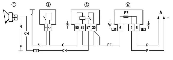 Нива схема подключения насоса Sound signal (Chevrolet Niva 1 2002-2016: Electrical equipment: Lighting and app