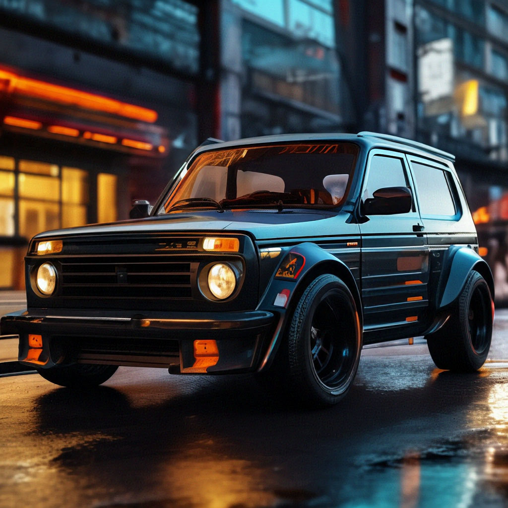 Нива тюнинг 24 7 "VAZ-2121,Niva tuning,drift,wide body ." - image created in Shedevrum