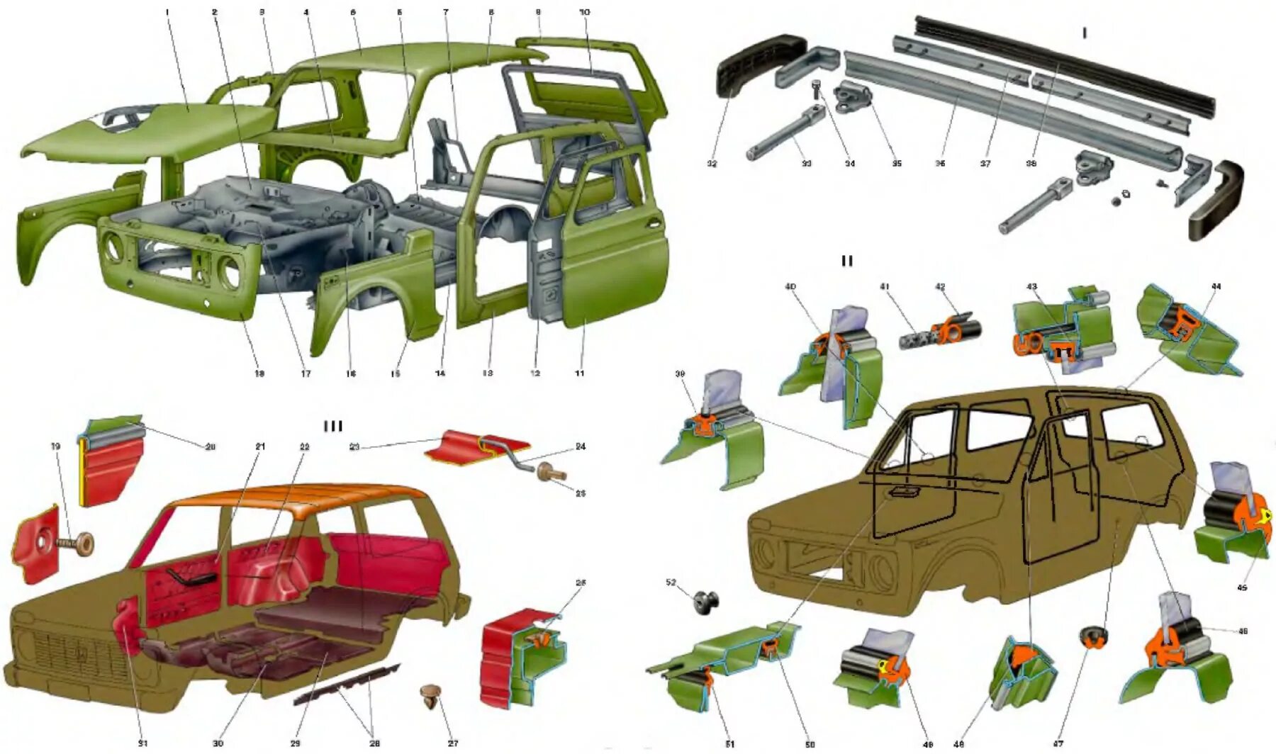 Нива в разрезе фото Car body device (VAZ-21213 "Niva" 1994-2006 / General information / Vehicle devi