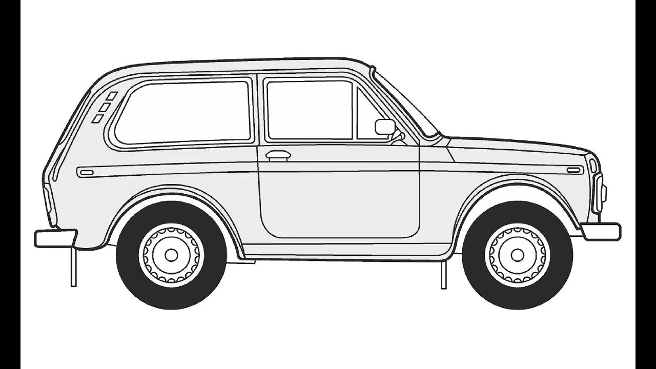 Нива в тюнинге раскраска с боку How to Draw a Lada Niva / Как нарисовать Lada Niva - YouTube