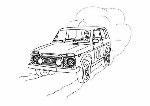 Нива в тюнинге раскраска с боку Artes, Pinturas, Gravuras, Desenhos, Caricaturas e Esboços do Lada Niva Caricatu