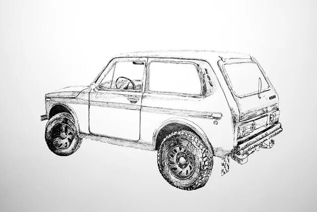 Нива в тюнинге раскраска с боку Lada Niva 3 Niva, Toy car, Visual memory
