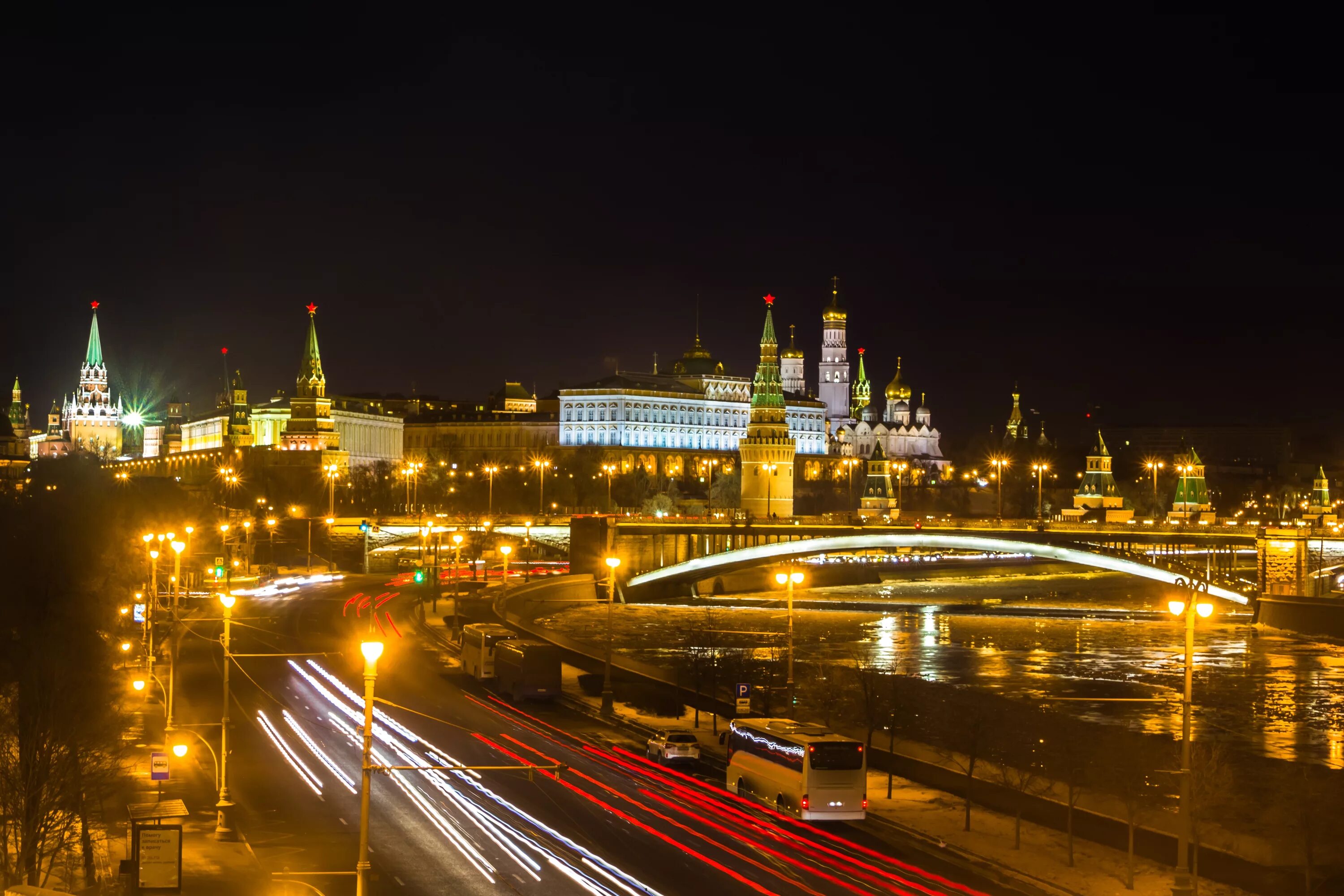 Нижегородская москва фото Фото Москва Россия Московский Кремль мост Ночные Города 4603x3069