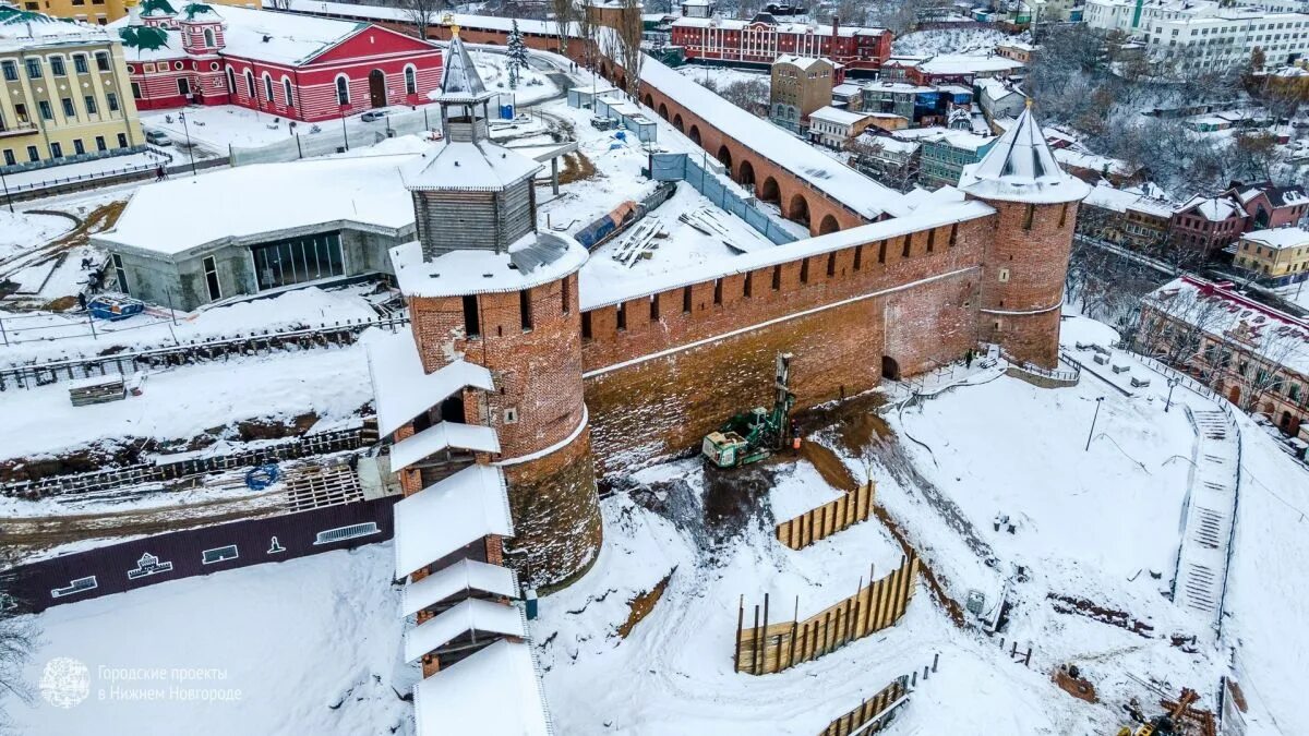 Нижегородский кремль фуникулер фото Строительство фуникулера в Нижегородском кремле показали с квадрокоптера
