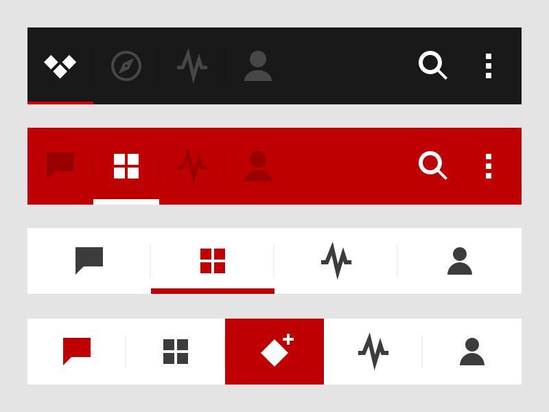 Нижнее бело фото Action bar vs tab bar Tabs ui, Android tutorials, Ui design