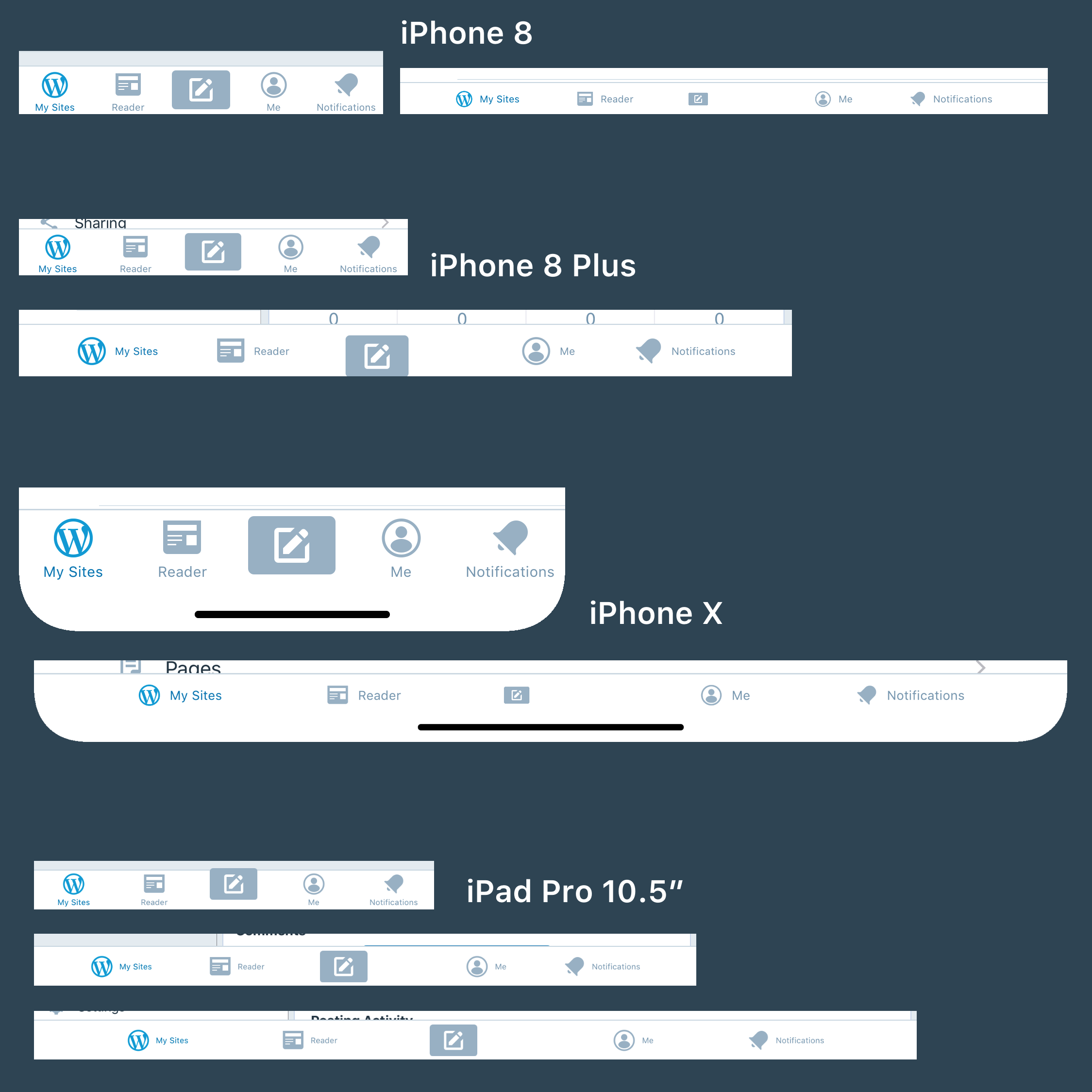 Нижнее бело фото iPhone X: New Post button in landscape tab bar is too small - Issue #7816 - word