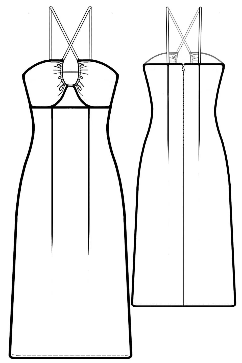 Нижнее платье под платье выкройка Dress - Sewing Pattern #5585. Made-to-measure sewing pattern from Lekala with fr
