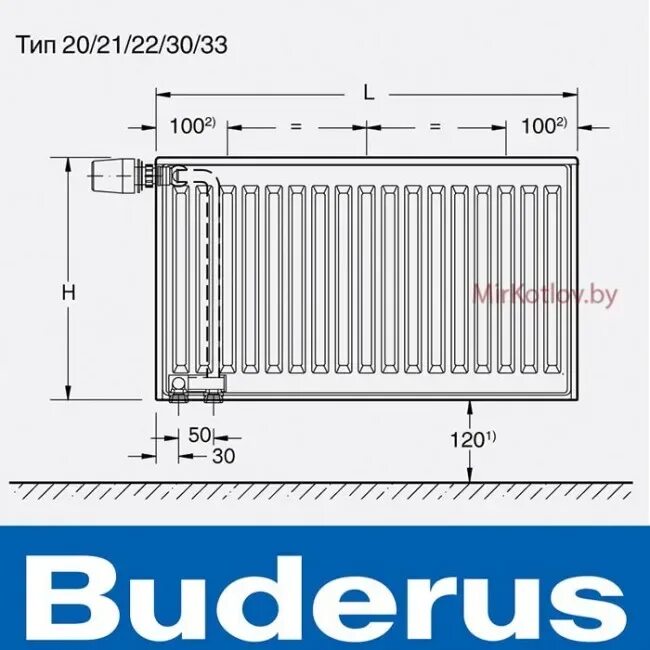Нижнее подключение buderus Радиатор стальной Buderus VK-Profil тип 11 500x900 купить в Минске - цены, харак