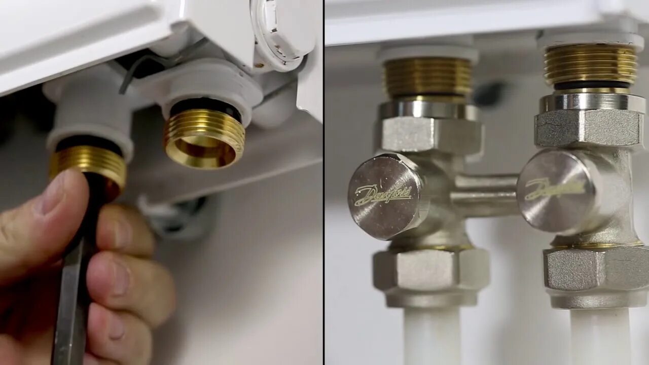 Нижнее подключение данфосс Installation of Danfoss radiator thermostat RAS-C bottom connection - YouTube