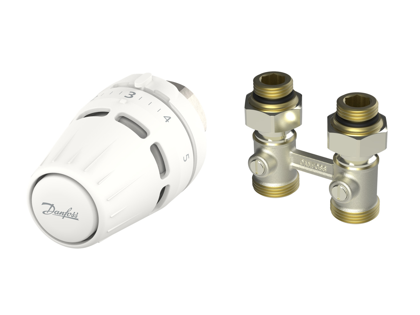 Нижнее подключение данфосс Комплект Danfoss для радиатора с нижним подключением M30x1.5 RLV-KB 1/2" прямой 