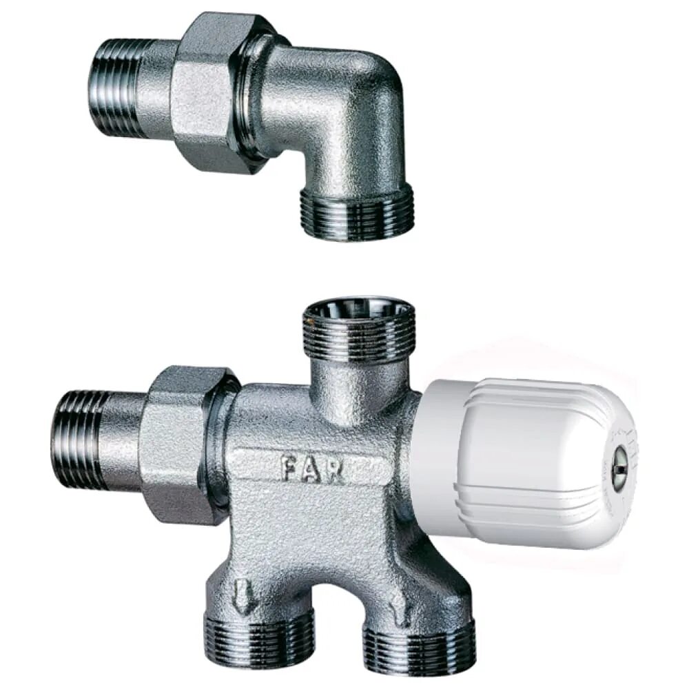 Нижнее подключение far Купить Узел нижнего подключения FAR FV 1590 1/2" Ду15 для однотрубных систем, с 