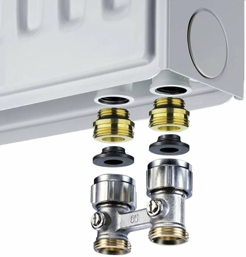Нижнее подключение g1 2 Запорно - присоединительный узел Oventrop Multiflex F 3/4 НГ х 3/4 НР (1015813) 