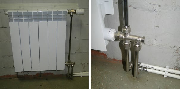 Нижнее подключение с байпасом VALTEC Пресс-фитинги для плинтусной разводки
