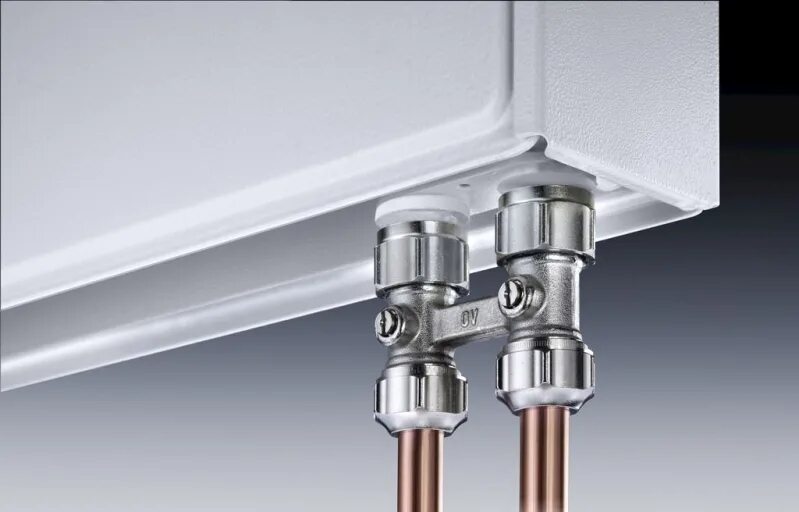 Нижнее подключение угловое Присоединительный узел "Multiflex F", прямой 3/4"НГ x 3/4"НР (Oventrop) :: Котло