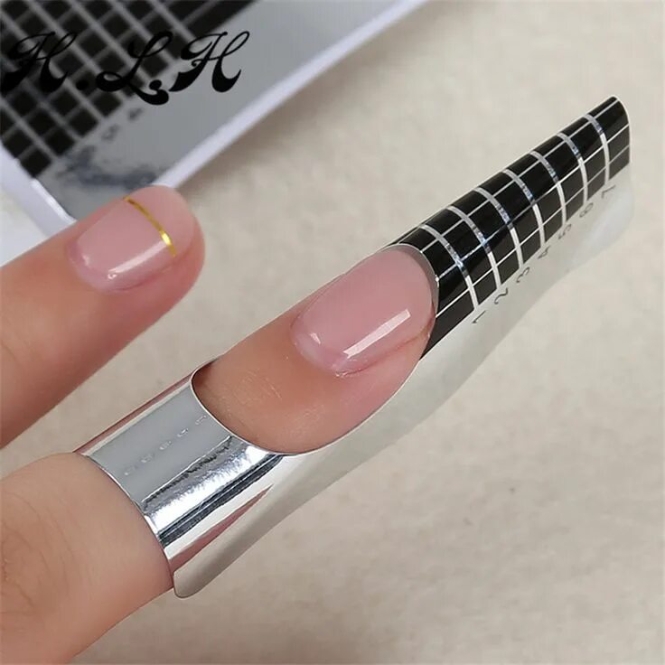 Нижние формы для наращивания ногтей фото H.L.H Silver Rectangle Nail Form Form For Nail Extensions For Nail Extensions Gu
