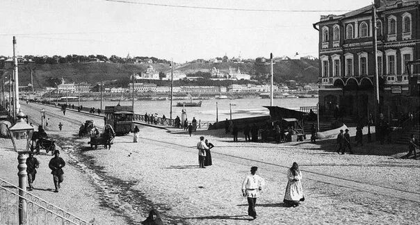 Нижний новгород старинные фото Old Canavino. A view of the unstable bridge. Roughly the end of the 19th century