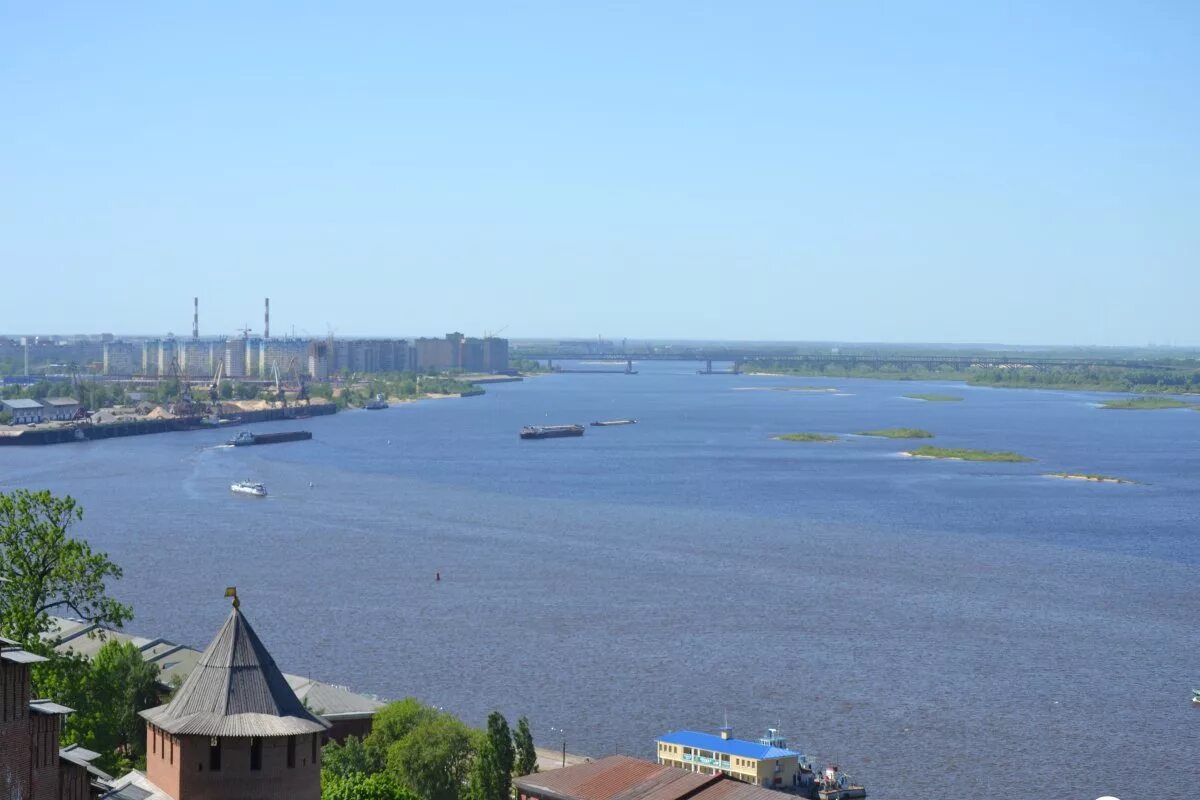 Нижняя волга фото Нижний Новгород. Вид на Стрелку - место, где Ока впадает в Волгу
