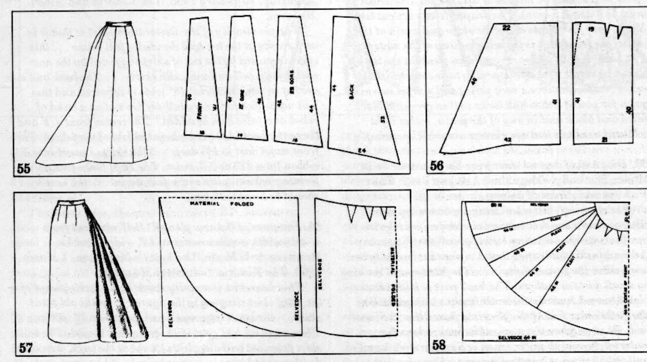 Нижняя юбка выкройка pattern for a fan skirt (shorten to knee length in front) Vintage skirt pattern,