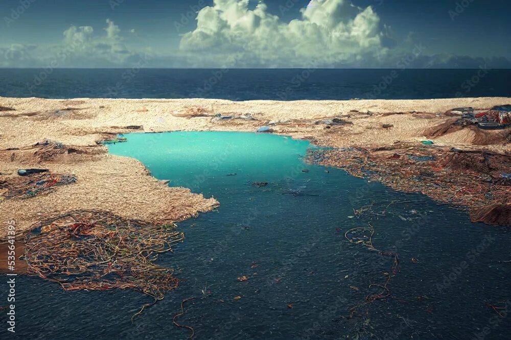 Острова мусора в океане фото Aerial view of Plastic Island or Great Pacific Garbage Patch or Pacific Trash Vo