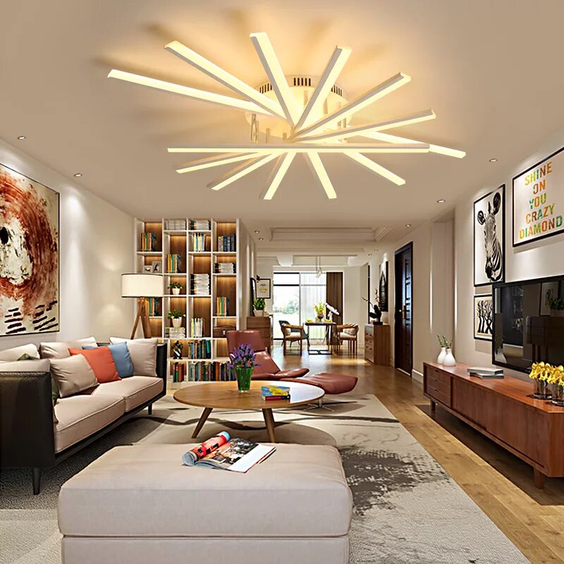 Освещение гостиной фото Led Remote Control Chandelier With Fan Lampshade For Living Room Bedroom Dining 