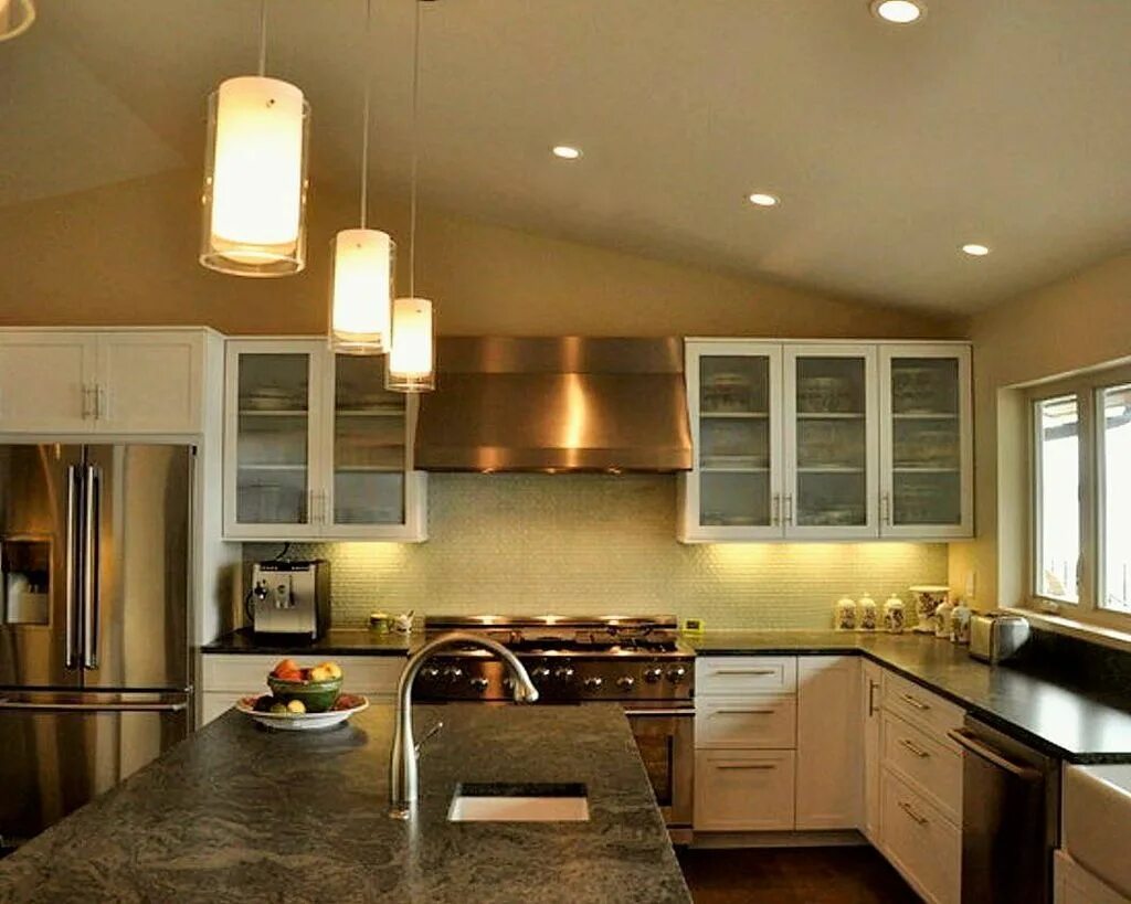 Освещение на кухне дизайн cylindrical mini pendant lights over kitchen island Lighting fixtures kitchen is