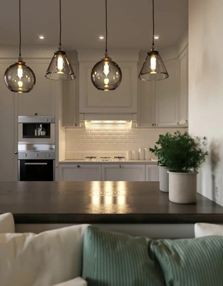 Освещение на кухне в современном интерьере Pin on home improvement Farmhouse decor living room, Chic living room, House des