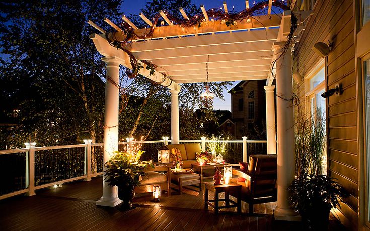 Освещение на веранде частного дома реальные фото Deck Lighting Post Lights LED Step & Stair Lights Trex Pergola, Pérgolas, Pergol