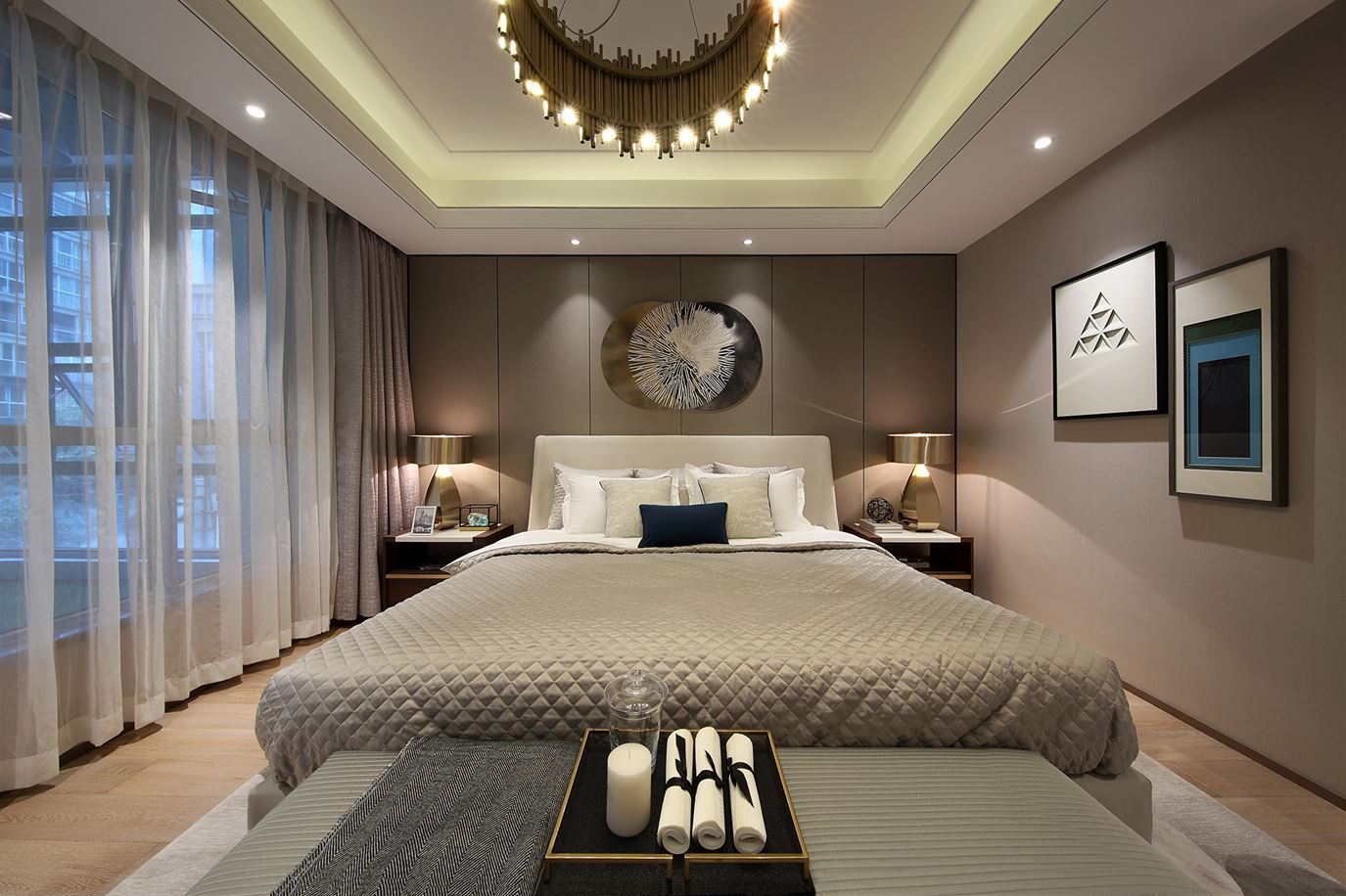 Освещение натяжных потолков спальня интерьере Showflat H Of Chengdu CR Bund Briliance Phase II - Picture gallery