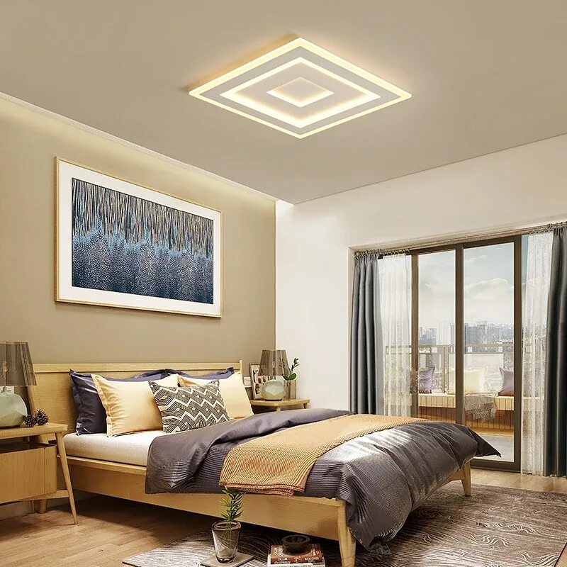 Освещение натяжных потолков спальня интерьере Surface Mounted Modern Led Ceiling Lights For Living Room Bedroom Square Acrylic