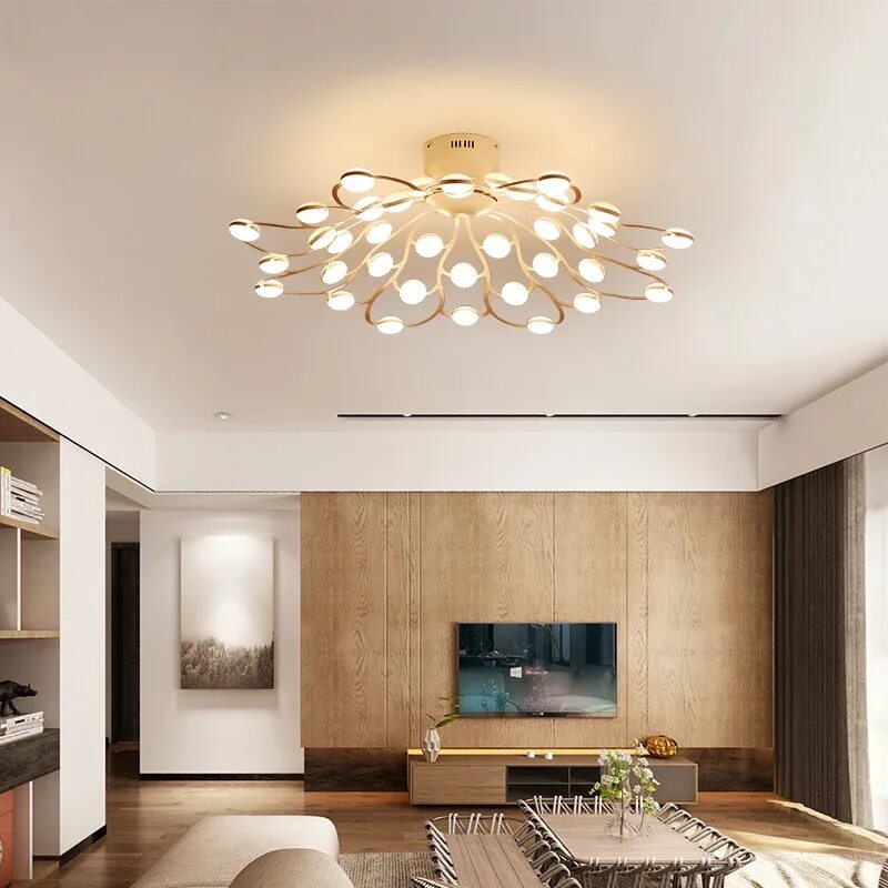 Освещение натяжных потолков в интерьере с люстрой Modern LED chandelier novelty suspended lamp nordic fixtures home lighting resta