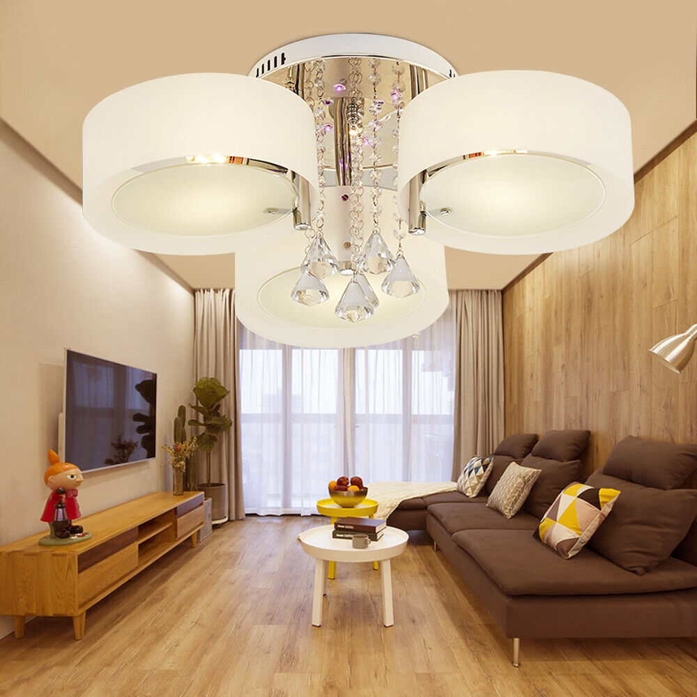 Освещение натяжных потолков в интерьере с люстрой Modern ceiling lamp crystal chandelier LED ceiling light 3 flaming E27 DHL eBay