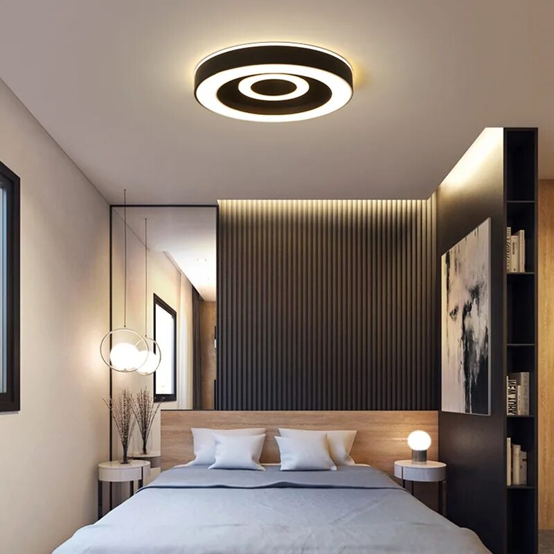 Освещение спальни в современном стиле фото Round/Square/Triangle Modern led Chandelier for bedroom Small living Room Study 