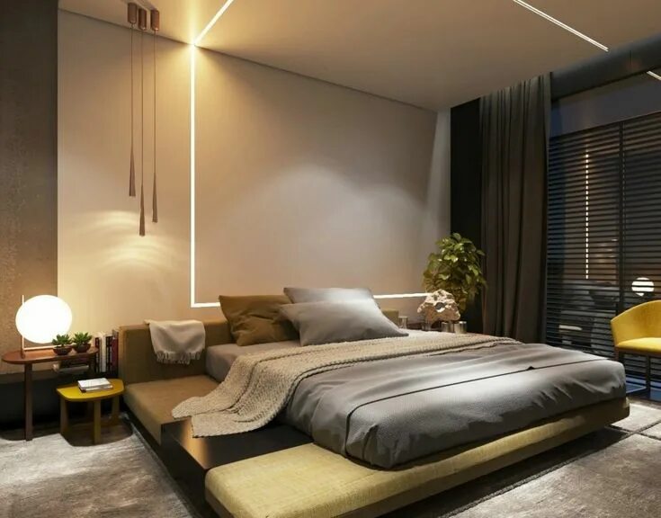 Освещение спальни в современном стиле фото Пин от пользователя Bhavana Doshi на доске Bedroom design Интерьеры спальни, Дом