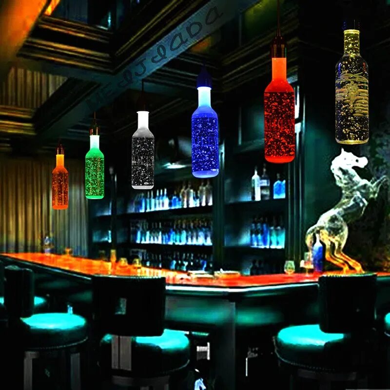 Освещение в баре фото Wine Bottle Pendant Light Bar Modern Crystal Lamp 3w Led - AliExpress