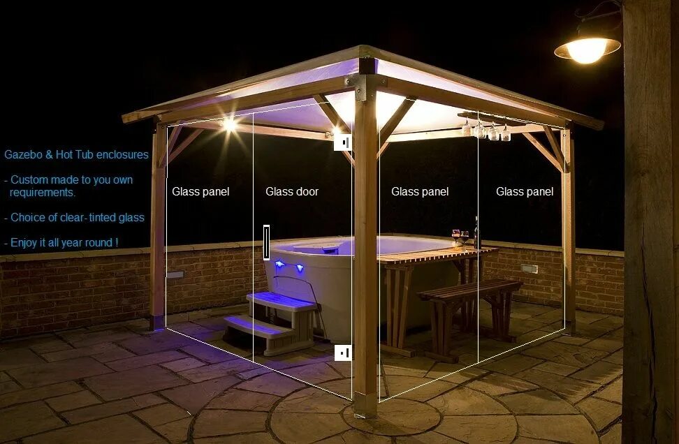 Освещение в беседке фото hot tub enclosures - Google Search Gazebo, Hot tub gazebo, Hot tub