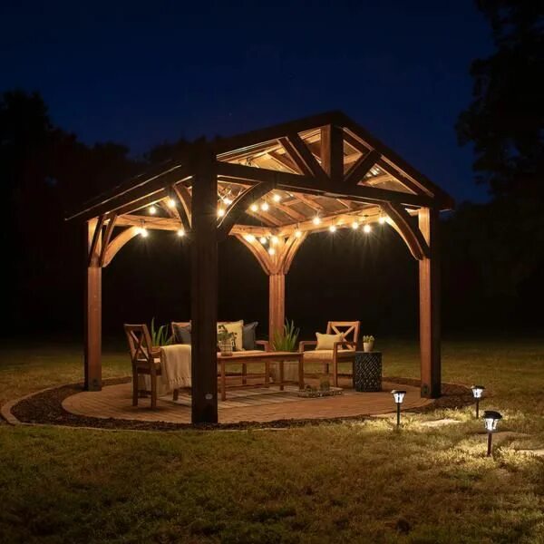 Освещение в беседке фото Sonora 12x12 gazebo Backyard pavilion, Gazebo installation, Outdoor pergola