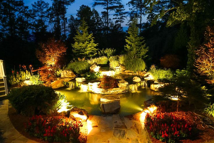 Освещение в ландшафтном дизайне фото Animate your Landscape with Waterfalls, Koi Ponds, Aquatic Gardens Ponds backyar
