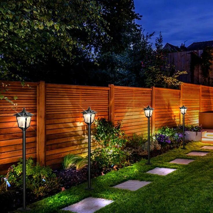 Освещение вдоль забора охранное на предприятии фото Winston Porter McAnulty 1-Light LED 35.44" Lamp Post & Reviews Wayfair Backyard 